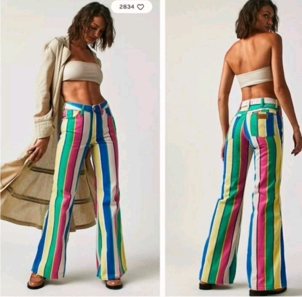 Wrangler Women's Straight Leg Jeans — Multicolor Vertical Stripes